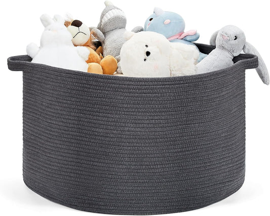 Ravinte Large Storage Basket - 22"x 22"x 14" Blanket Basket for Living Room, Baby Toy Storage Basket, Cotton Rope Basket Woven Laundry Basket (Gray)