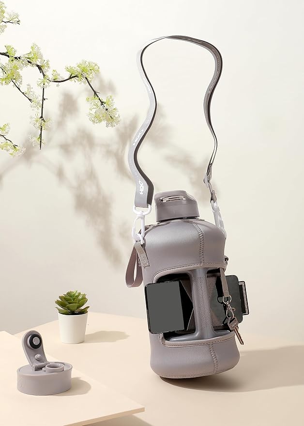 H2O Capsule 2.2L Half Gallon Water Bottle with Storage Sleeve and Covered Straw Lid – BPA Free Large Reusable Drink Container with Handle - Big Sports Jug, 2.2 Liter (74 Ounce)