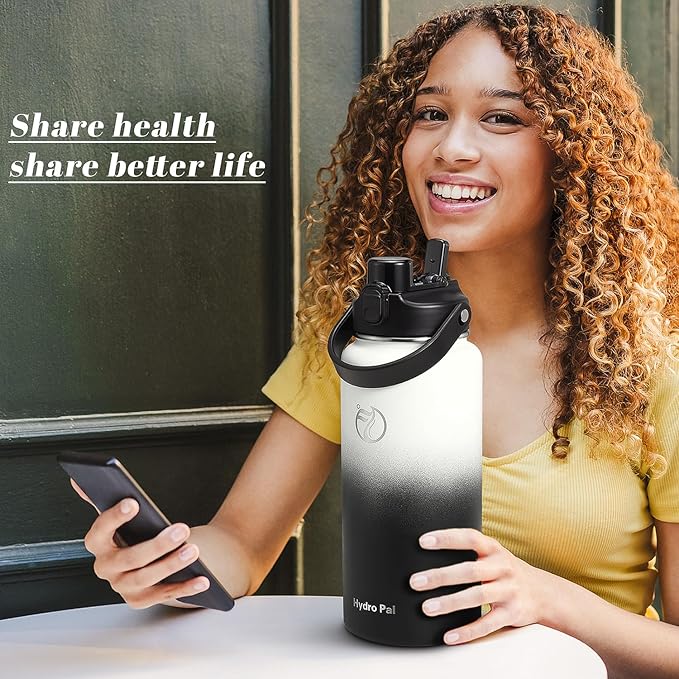 Half Gallon Insulated Water Bottle with 2-in-1 Lid (Chug Lid/Straw Lid), 40/64oz Double Walled Vacuum Stainless Steel Water Bottles, Water Jug with Straw