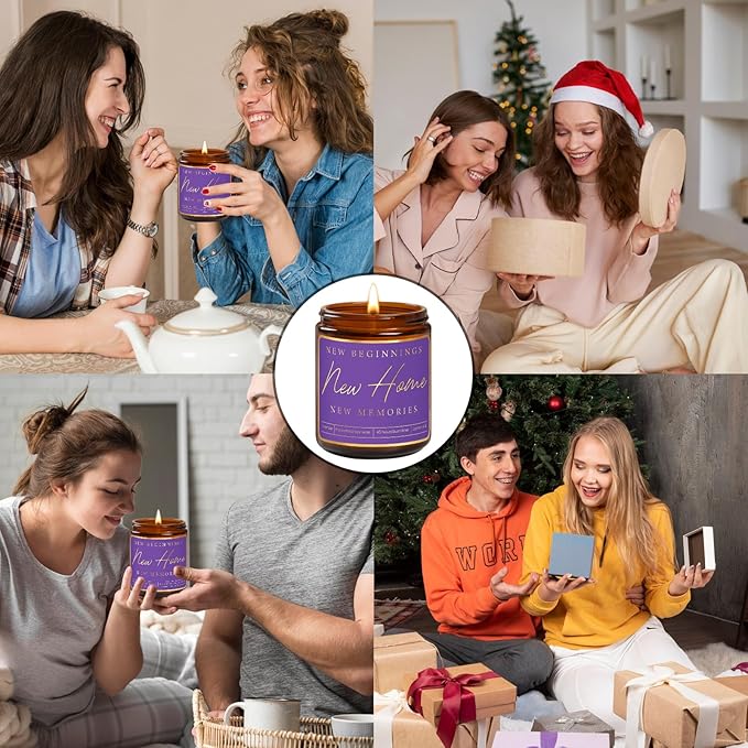 Housewarming Gifts,New Home Gift Ideas with Soy Candle,House Warming Gifts for New Apartment,Welcome Home Gift Idea for New Homeowner,Real Estate Closing Gifts,Moving Away Party Favors - Purple