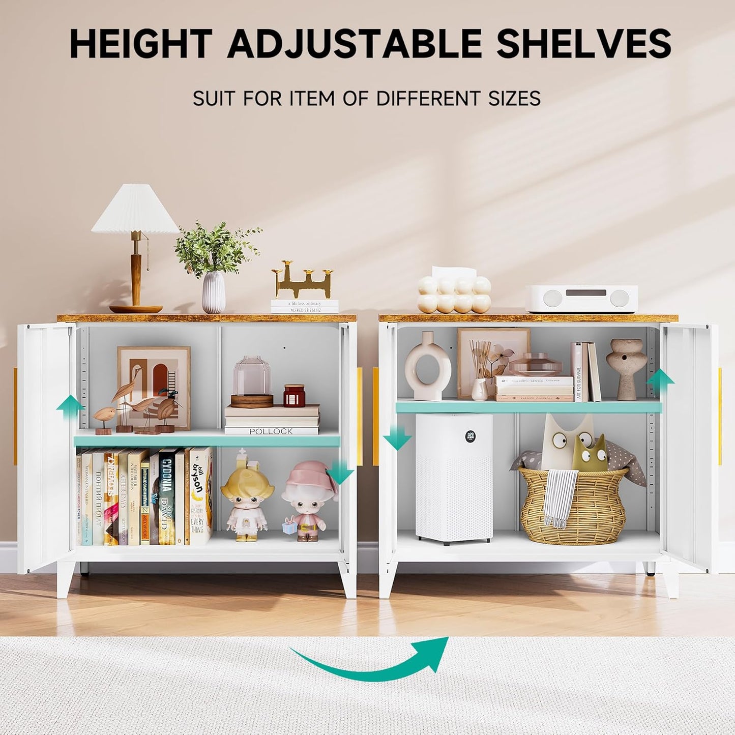 SISESOL White Storage Cabinet with Doors and Shelves,30 inch Small Pantry Cabinet Sideboard with Leg,Accent Cabinets with Storage,Side Floor Cabinets for Home,Kitchen,Coffee Bar,Dining/Living Room