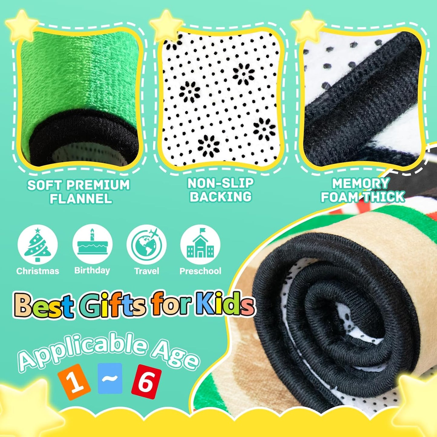 Kids Rug, Race Track Baby Play Mats, Realistic 3D Cascading Surround Route,5x7 Ft Kids Rug for Playroom, Great for Playing with Cars and Toys, Non-Slip Car Carpet