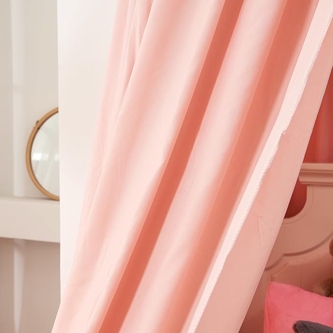Mengersi Bed Canopy Play Tent for Kids, Round Dome Kids Mosquito Net Indoor Outdoor Castle Hanging House Decoration Reading Nook (Beige Pink)
