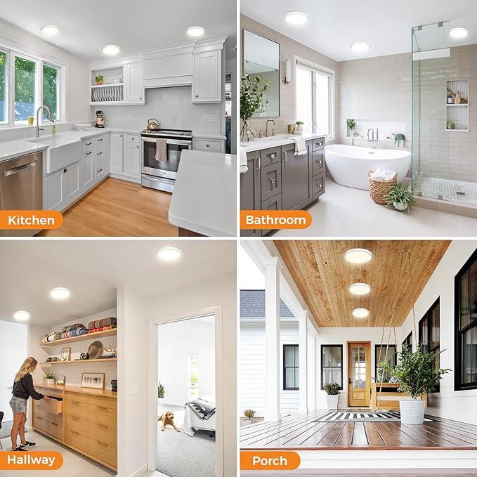 slochi Flush Mount Ceiling Light Fixtures - 3000K-4000K-6500K & 100W Equivalent Flat led Lights for Room Ceiling,Ultra Thin Round White Ceiling Lights for Living Room,Bedroom,Kitchen,Bathroom,Hallway