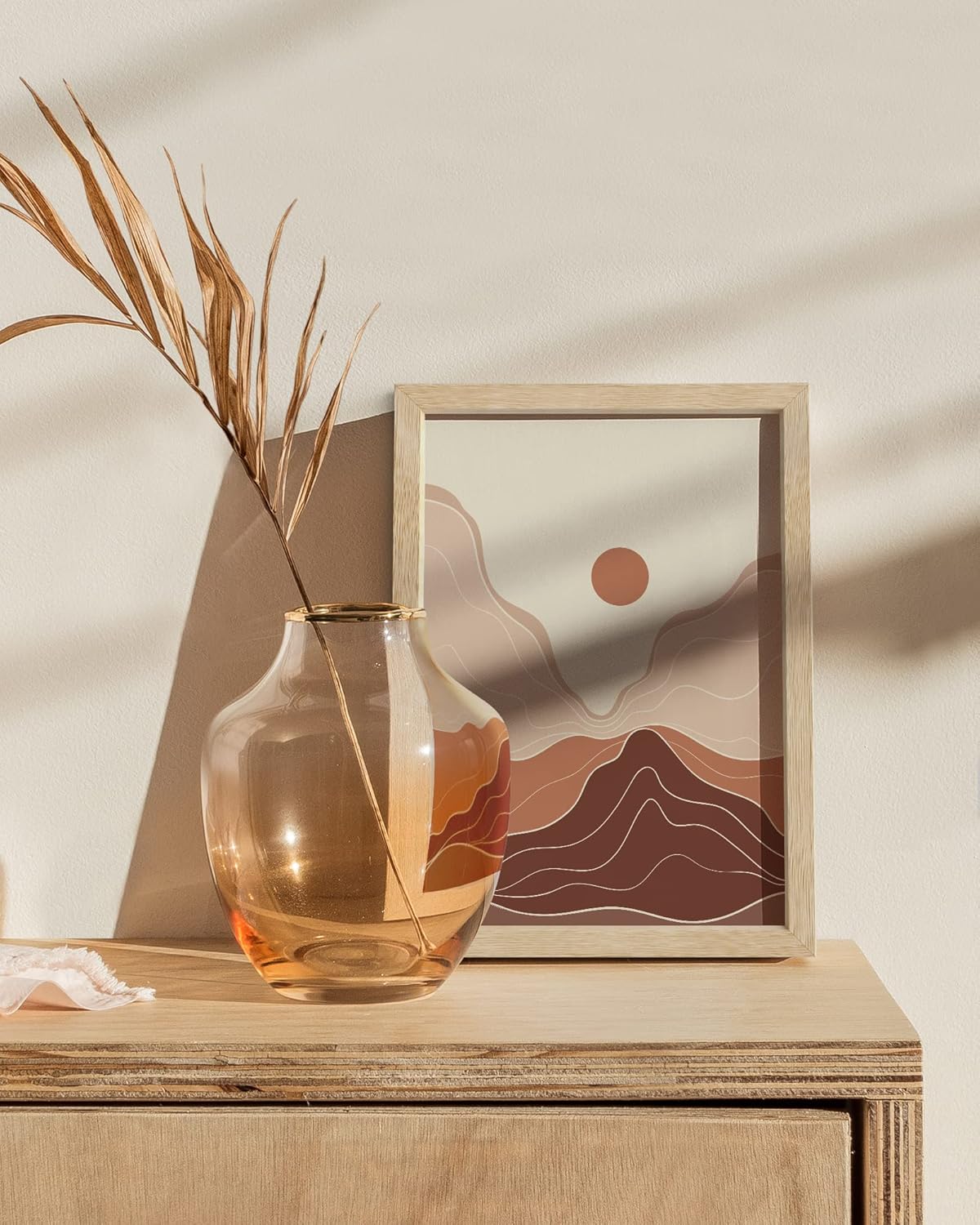 HAUS AND HUES Wood Picture Frame, 5x7 inches, Beige (Natural Oak, Poster Type, Set of 1)