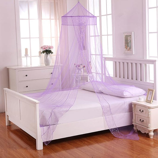 Cotton Loft Galaxy Kids Collapsible Hoop Sheer Bed Canopy, One Size, Purple