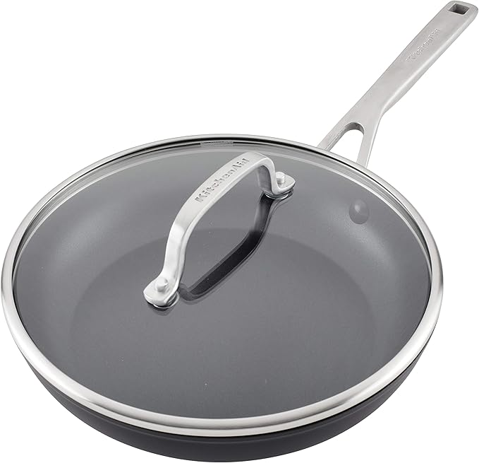 KitchenAid Hard Anodized Induction Nonstick Fry Pan/Skillet with Lid, 10 Inch, Matte Black