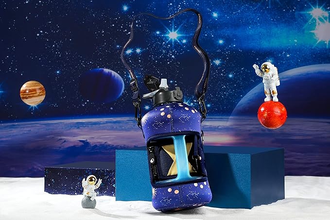 H2O Capsule 2.2L Half Gallon Water Bottle with Storage Sleeve and Covered Straw Lid – BPA Free Large Reusable Drink Container with Handle - Big Sports Jug, 2.2 Liter (74 Ounce)