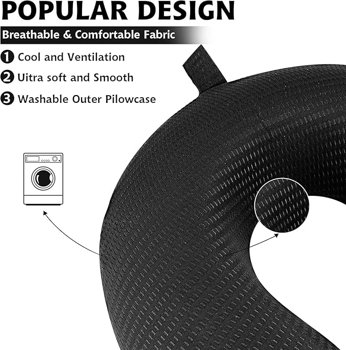 Neck Pillow Replacement Cover Travel U Neck Pillow Case Cover Travel Neck Pillow Cover Pillow, U Shaped Neck Pillow Washable Cover, Airplane Pillow Cover (Only Pillow Covers, no Filler)