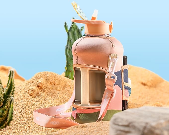 H2O Capsule 2.2L Half Gallon Water Bottle with Storage Sleeve and Removable Straw – BPA Free Large Reusable Drink Container with Handle - Big Sports Jug, 2.2 Liter (74 Ounce), Mountain Night