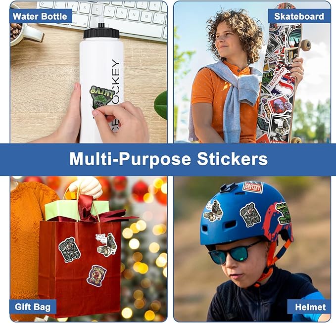 Hockey Gifts for Boys 8-12,Hockey Water Bottle with Long Straw and 50PCS Stickers Accessories Stuff for Player Lovers(1L,Squeeze,BPA-Free)