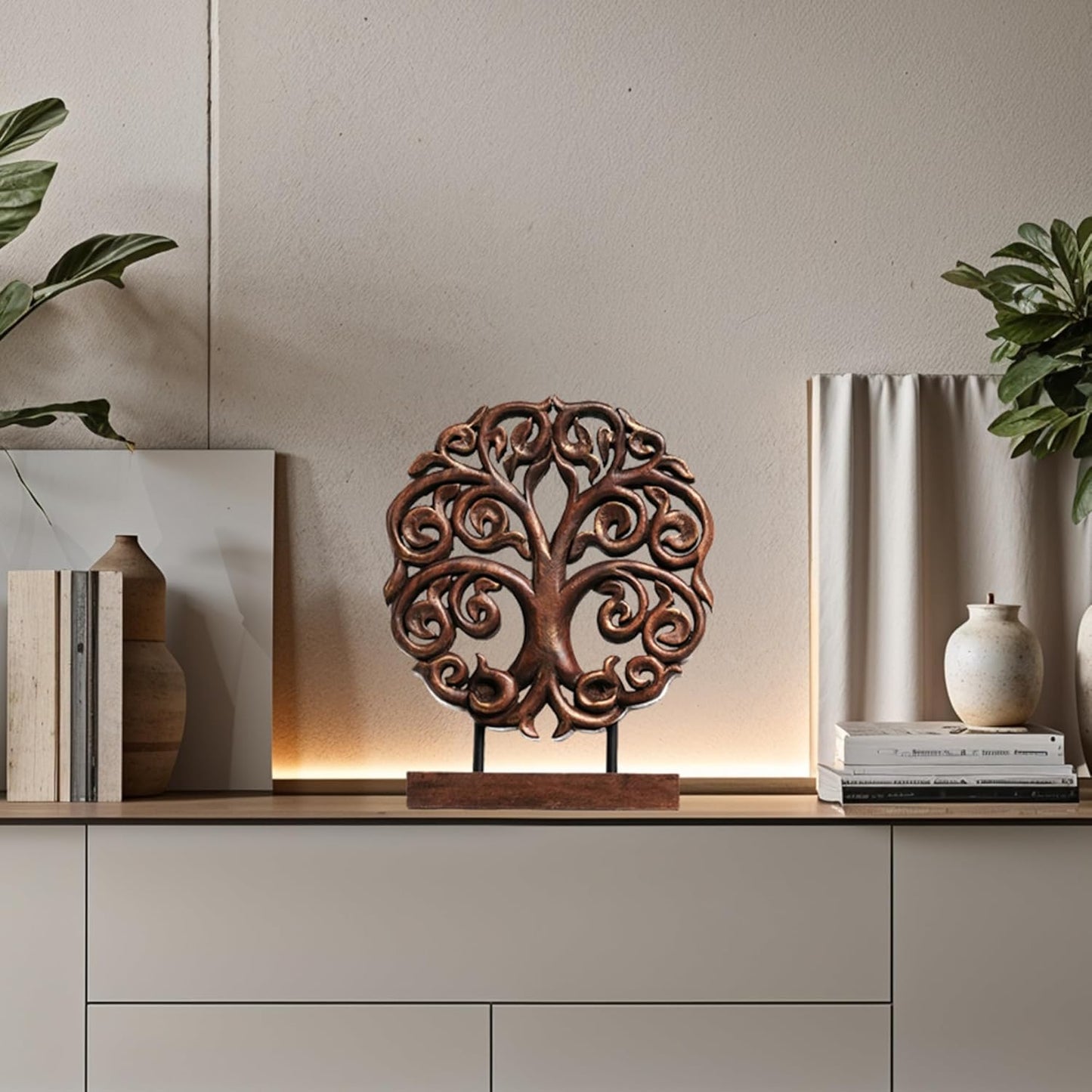 Decozen Solid Wood Tree of Life Sculpture - Home Decor, Living Room, Boho, Shelf, Coffee Table, Centerpiece Table Decorations, Mantle, Dining Table Centerpiece, Bathroom Shelf, Entryway, Farmhouse