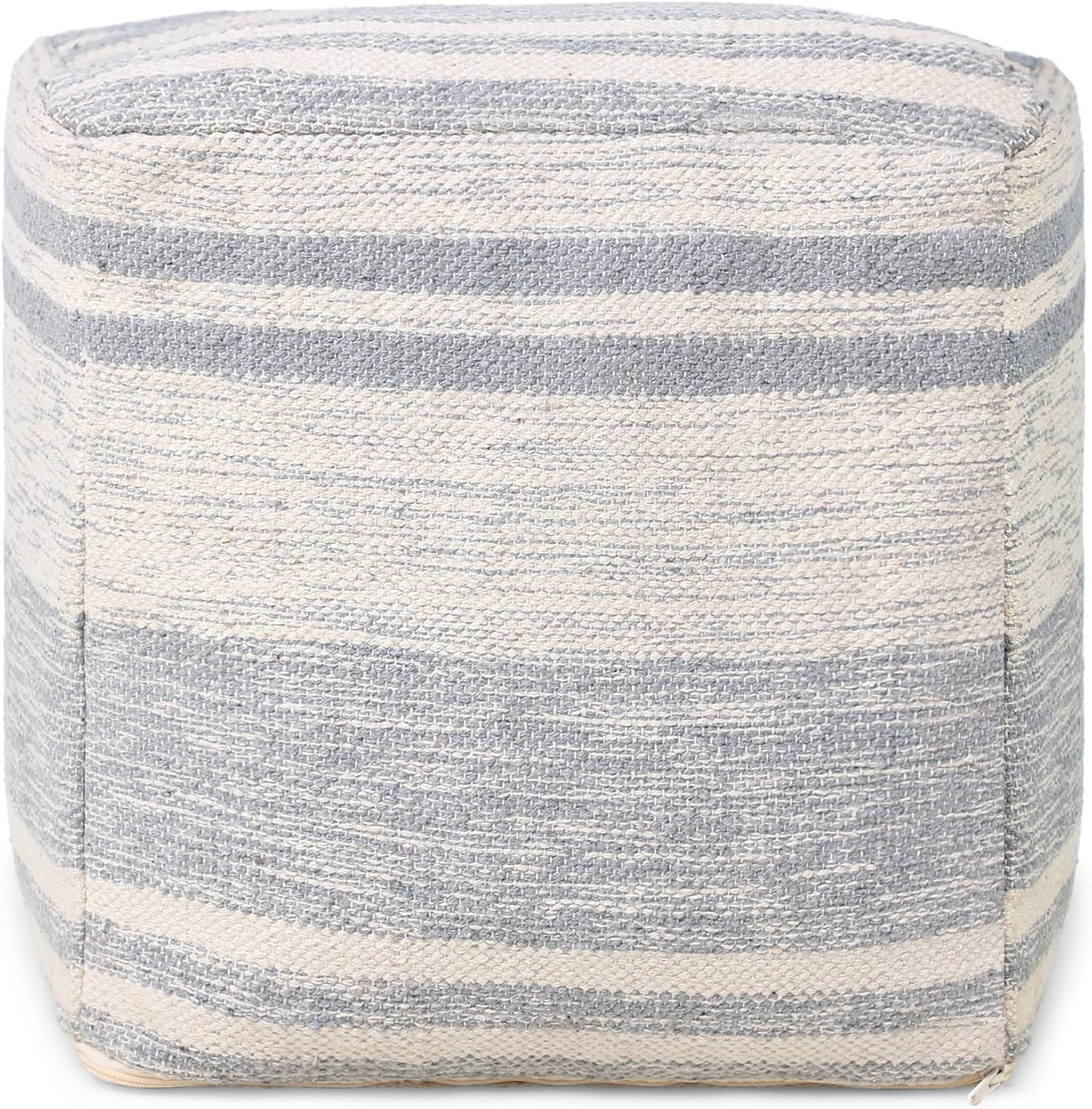 REDEARTH · Tufted Pouf Ottoman with Filler Textured Storage Cube Bean Bag Pouffe Footrest for Living Room, Bedroom, Nursery, Kidsroom; 100% Cotton (17.5"X17.5"X17.5", Melange Delight Gray)