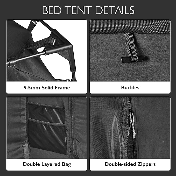 BORNA Bed Tent Bed Canopy Full Size for Adult and Kids,Portable Sleeping Tents Dream Tents Indoor for Kids and Adult, Breathable Privacy Space on Bed with Three Doors (Mattress Not Included)