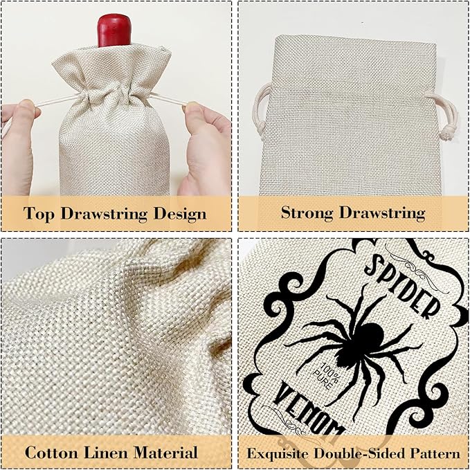 Halloween Wine Bag, Birthday Gifts for Women Men Son Dad Sister Mom, Witch Magic Thanksgiving Christmas Holiday Party Favor Funny Spider Venom Wine Bag Decoration Supplies /43