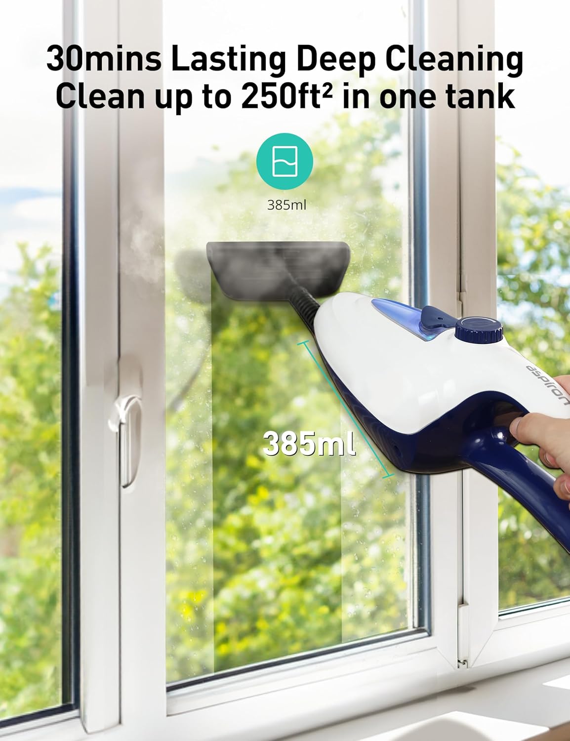 12-in-1 Steam Mop, Fast 15-Sec Heat-Up, 1500W Detachable Handheld Steam Cleaner with 2 Dirt Grip Pads, Removes 99.99% Stubborn Stains for Hardwood Floors, Clothes, Windows, Tiles, Furniture, Blue