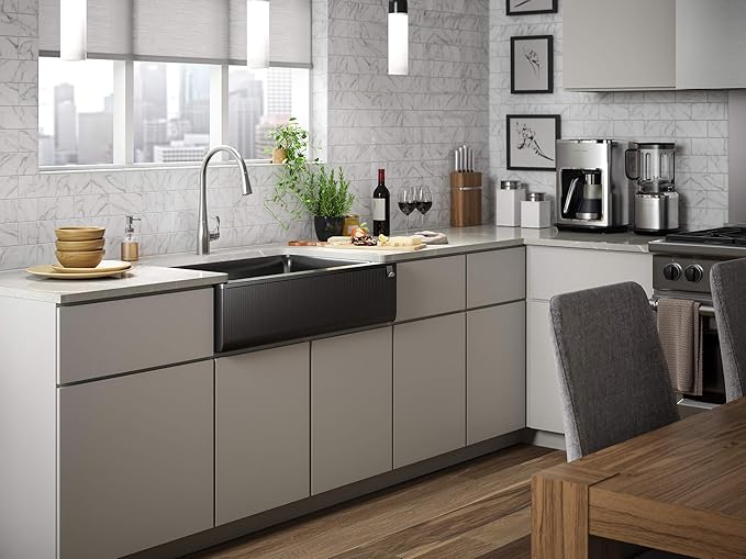 Cairn Undermount Single-bowl Farmhouse Kitchen Sink with Fluted Design