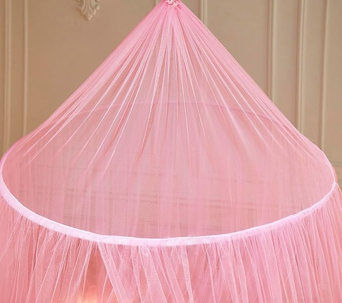 Mengersi Bed Canopy with Lights,Princess Bed Canopy Canopy Bed Curtains for Girls Room,Mosquito Netting Canopy Reading Corners Room Decor for Girls (Pink)