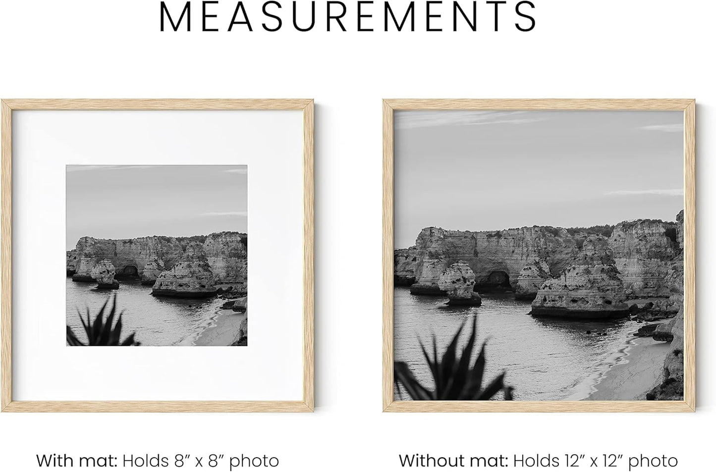 HAUS AND HUES Square Picture Frames Set - 15 Wooden Frames, 12x12 with Mat, Beige Oak Finish