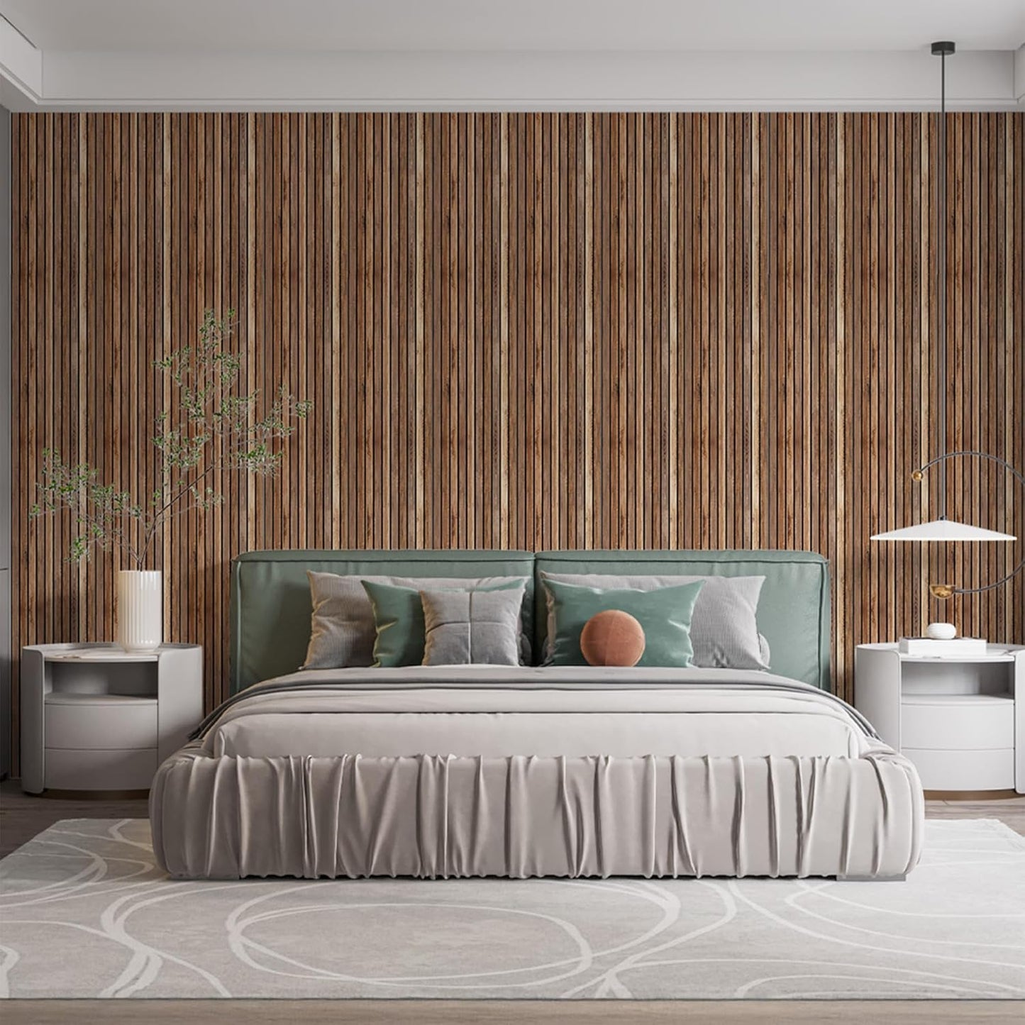 IZODEKOR 3D Wood Effect Styrofoam Wall Panels - Faux Wood Look Wall Panels for Living Room - Fake Acoustic Wood Slat Wall Panels - Pack of 10, Covers 50 sq ft.