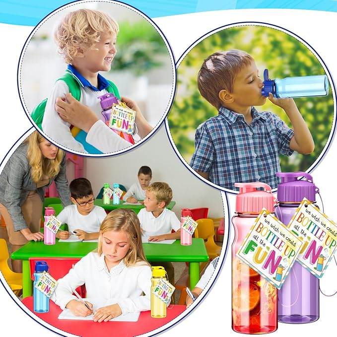 Water Bottles Bulk End of the Year Gifts for Students 18 oz Portable Sports Water Bottle Summer Graduation Student Gifts from Teacher for Kids School Classroom Prizes Goodie Bag (24)