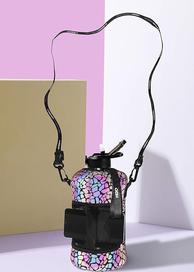 H2O Capsule 2.2L Half Gallon Water Bottle with Storage Sleeve and Covered Straw Lid – BPA Free Large Reusable Drink Container with Handle - Big Sports Jug, 2.2 Liter (74 Ounce)