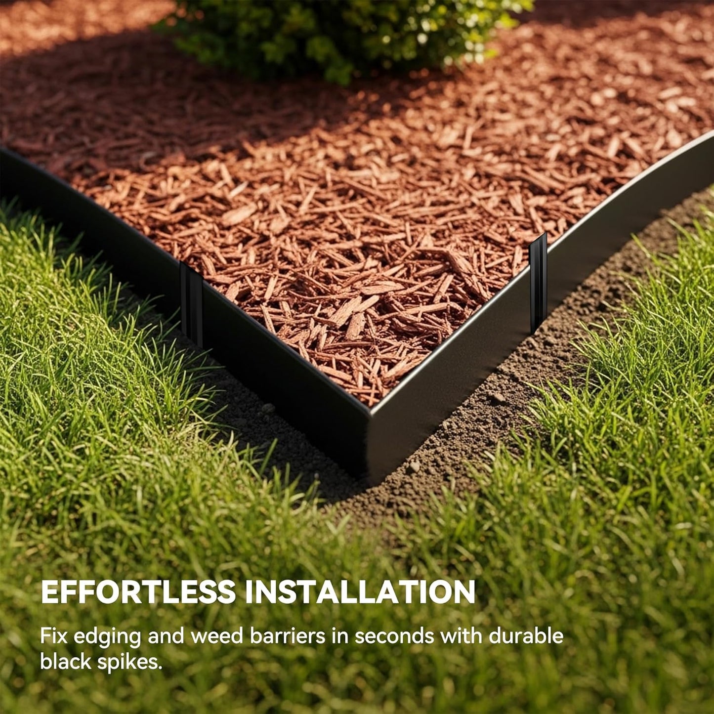 8Inch Metal Landscape Edging Stakes, 13Pcs Galvanized Steel Garden Stakes Top Curved Corrugated Landscaping Anchoring Spikes for Yard, Black