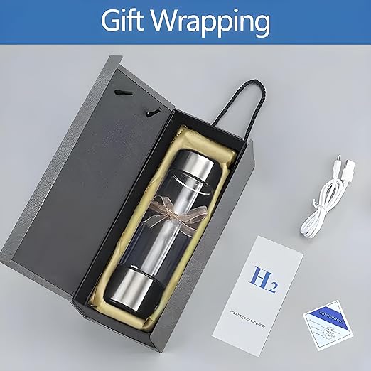 H2 Rich Hydrogen Generator Glass Water Thermos Bottle | Portable Ionizer Machine with Quick Electrolysis | 420ml Capacity, SPE/PEM Technology | Ideal for Home, Travel, Exercise, and Gifting