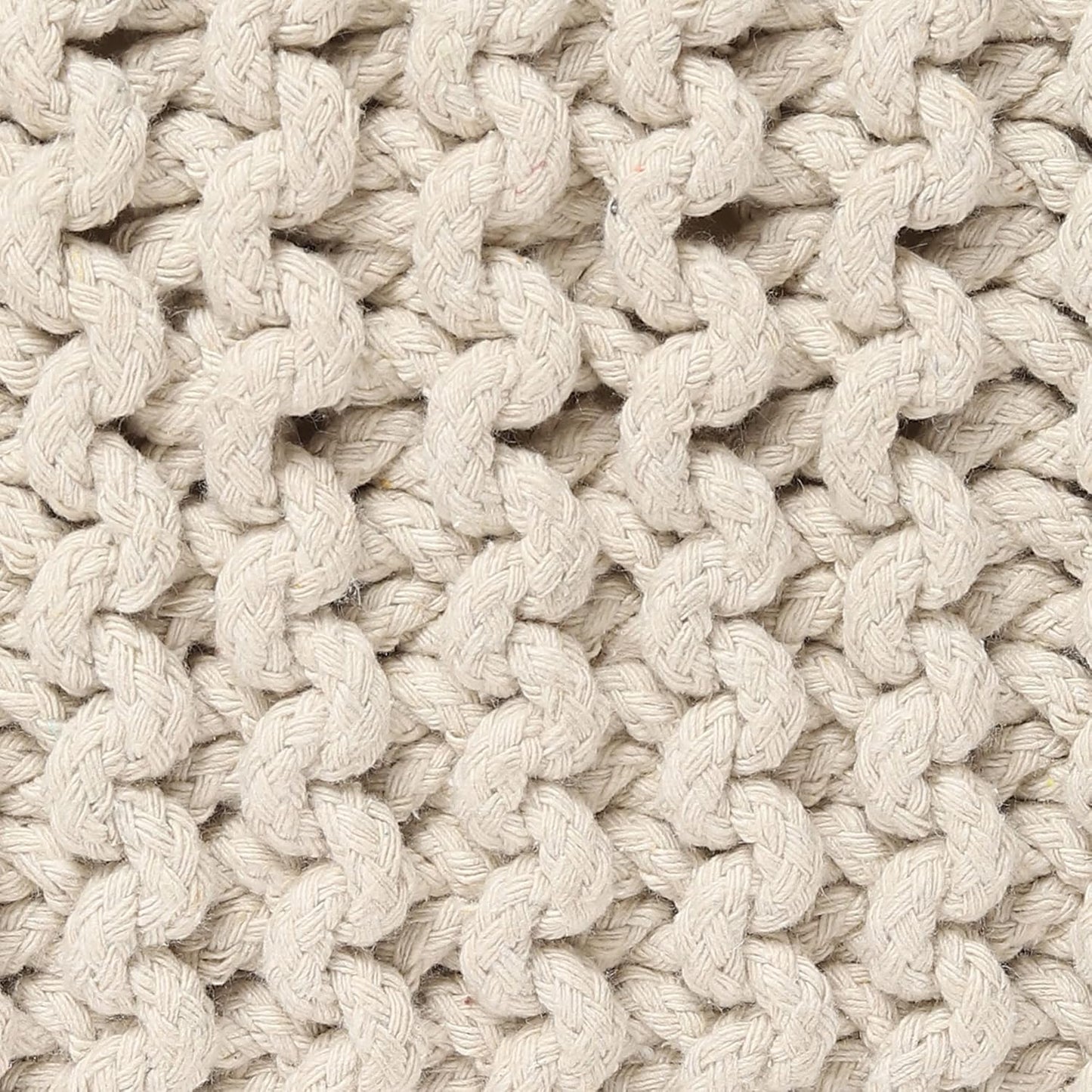 REDEARTH · Cube Low Pouf Foot Stool Ottoman - Hand Knitted Poof - Cord Boho Pouffe - Home Décor - Stuffed Footrest for Living Room - Nursery - Bedroom - Covered Patio - Room (16" x 16" x 8") - Ivory