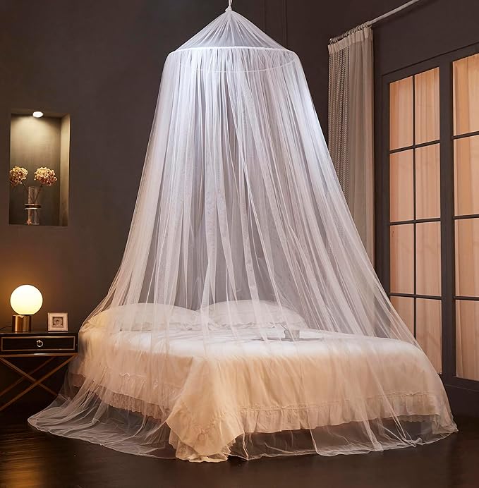 Mengersi Bed Canopy Mosquito Net,Canopy Bed Curtains for Twin Full Queen King Size Bed,Dome Mosquito Netting Bed Tent for Indoor Outdoor,Kid Bed and Adult Beds-White