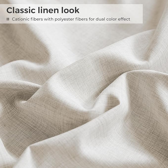 Twin Sheets Khaki, Ultral Soft Cationic Linen Look Sheets, Luxury Cooling Cozy Bed Sheet Set with Non-Slip Fitted Sheet
