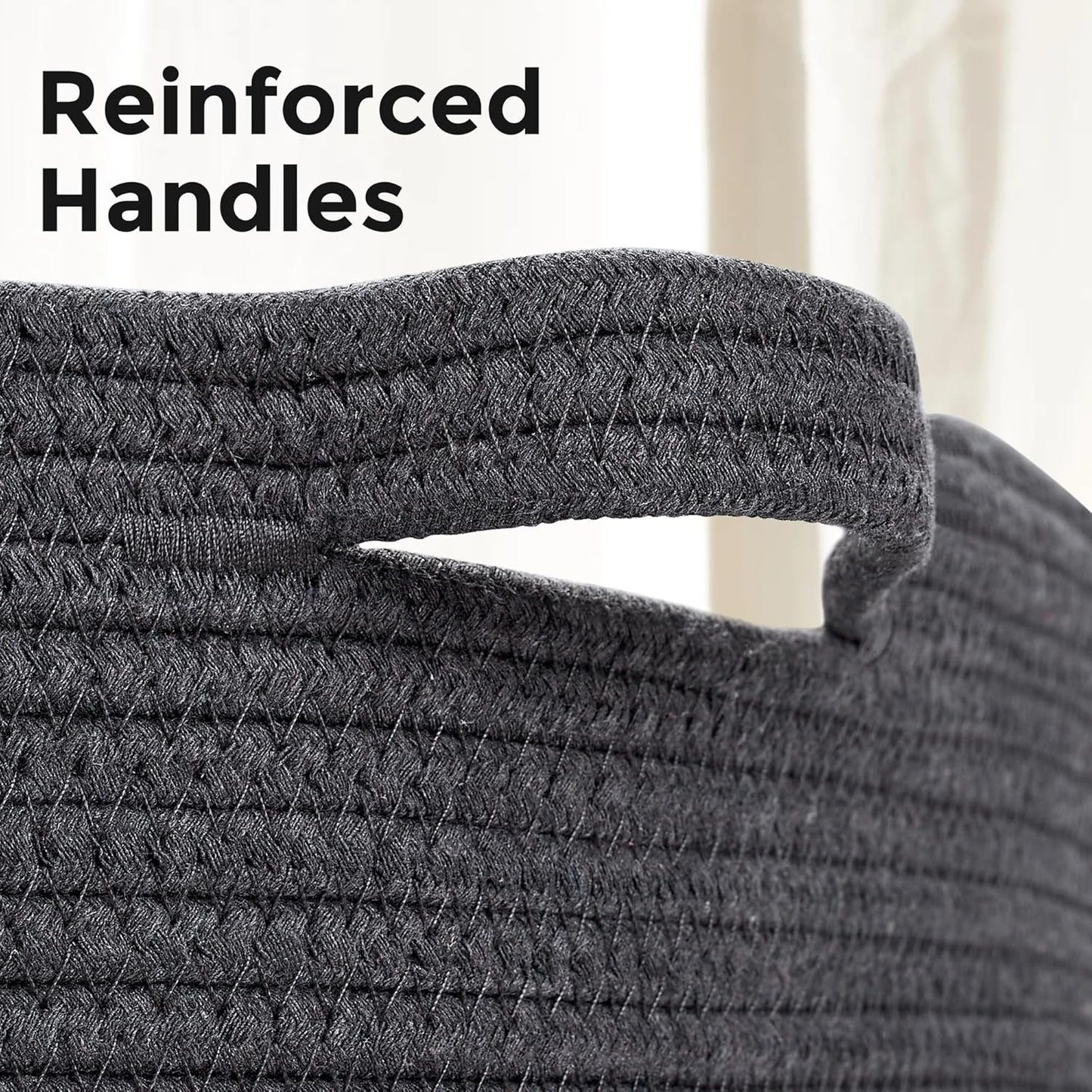 Ravinte Large Storage Basket - 22"x 22"x 14" Blanket Basket for Living Room, Baby Toy Storage Basket, Cotton Rope Basket Woven Laundry Basket (Gray)