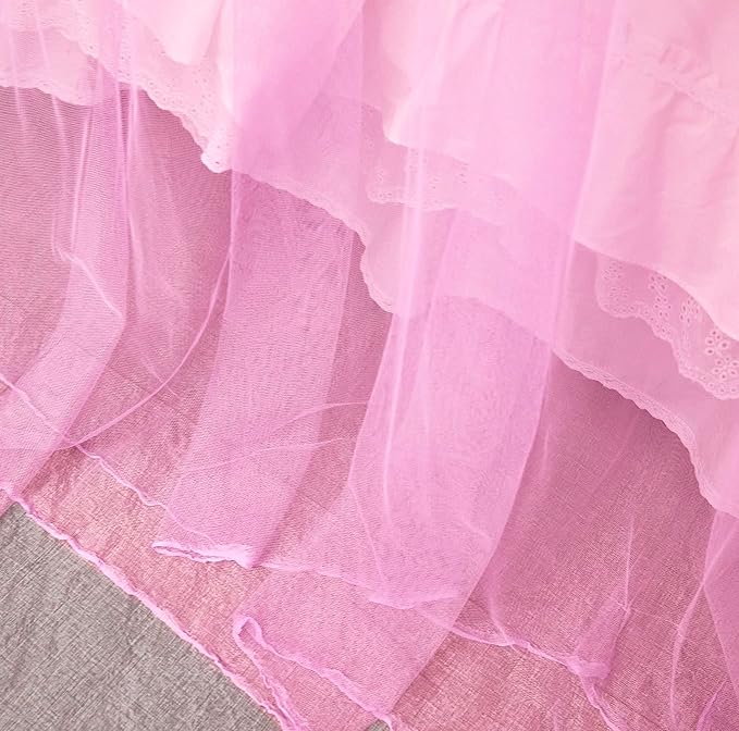 Mengersi Bed Canopy Mosquito Net for Bed,Canopy Bed Curtains Elegant Bed Drapes Screen Netting Canopy Curtains Bedroom Decor (Pink, California King)