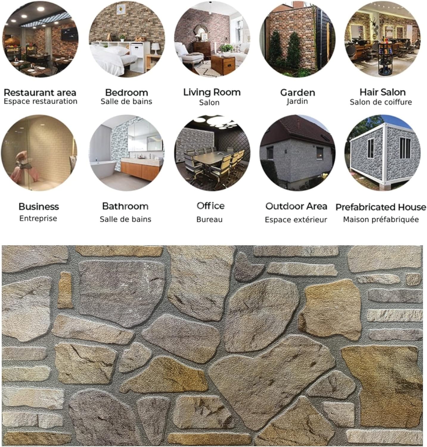 Dundee Deco 3D Wall Panels - Cladding, Grey Gold Stone Look Wall Paneling, Styrofoam Facing for Interior and Exterior Applications, DIY, Set of 5, Covers 27 sq ft