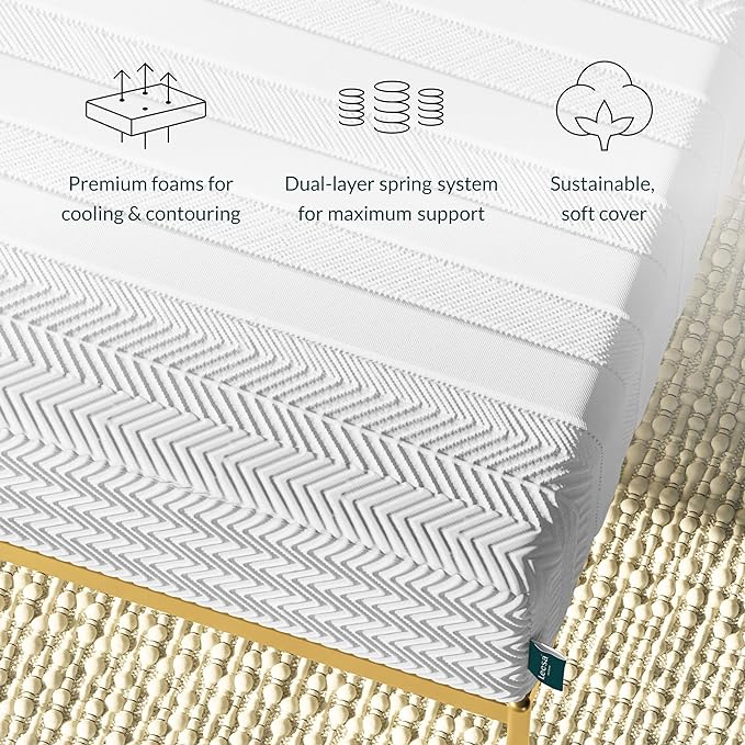 Leesa Legend Hybrid 12" Mattress, Full Size Luxury Dual Hybrid/CertiPUR-US Certified/with Organic Cotton Mattress Cover / 100-Night Trial