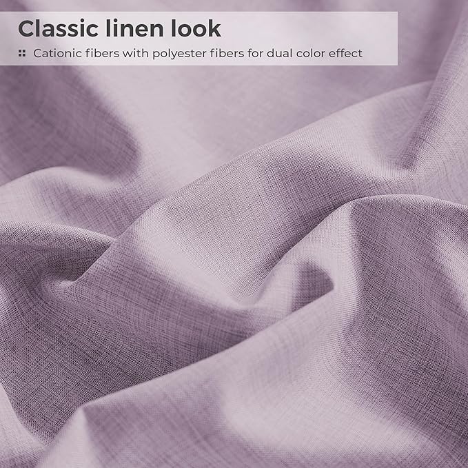 King Sheets Purple, Ultral Soft Cationic Linen Look Sheets, Luxury Cooling Cozy Bed Sheet Set with Non-Slip Fitted Sheet