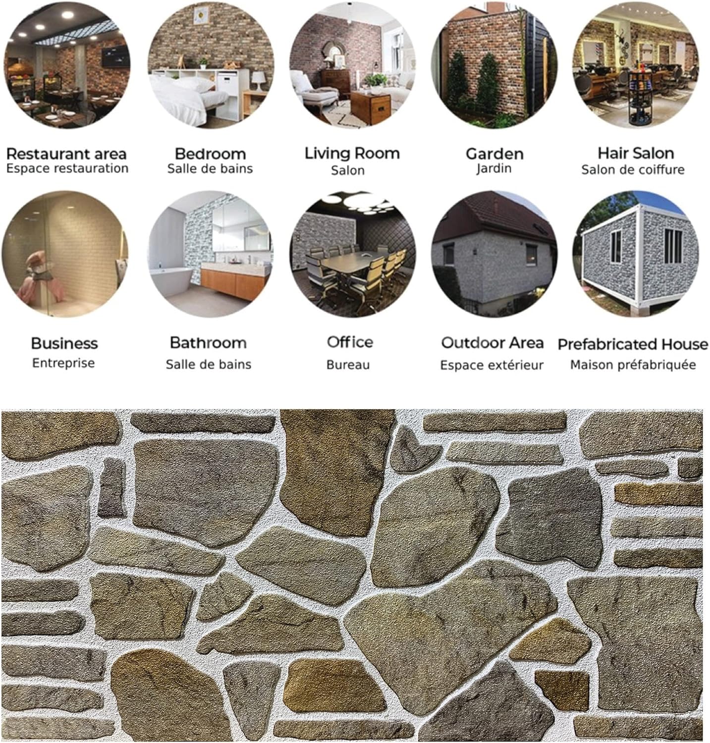 Dundee Deco 3D Wall Panels - Cladding, Grey Caramel White Stone Look Wall Paneling, Styrofoam Facing for Interior and Exterior Applications, DIY, Set of 10, Covers 54 sq ft