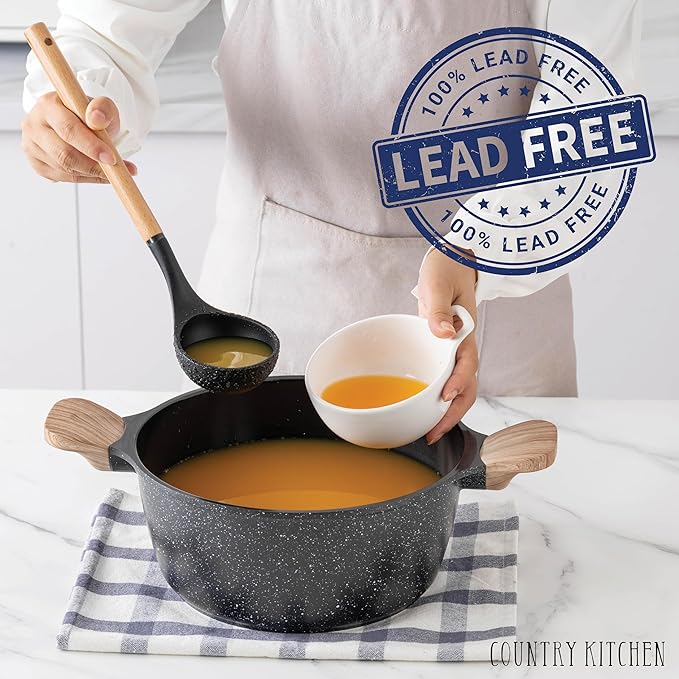 Country Kitchen Pots and Pans Set Nonstick, Cast Aluminum Kitchen Cookware Set with Utensils, 14 Pcs Non Stick Cooking Set w/Frying Pans & Saucepans