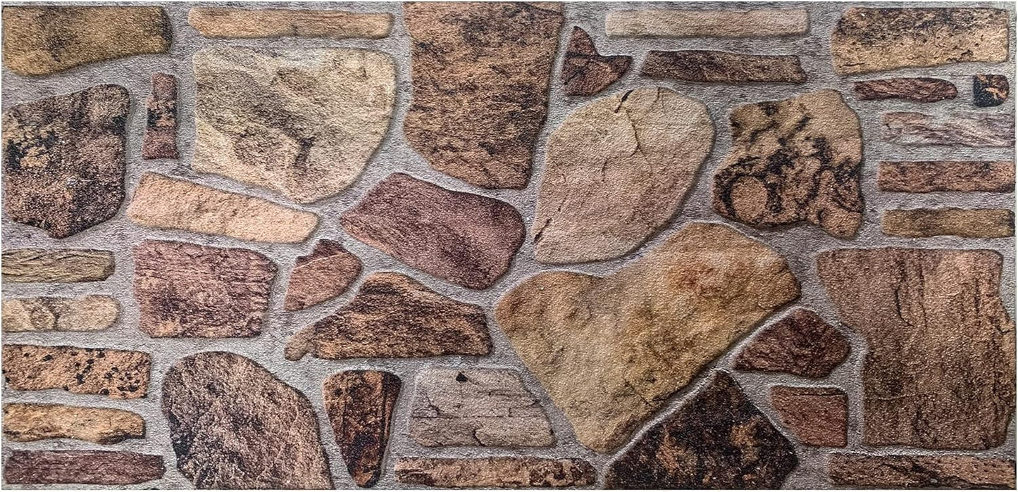 Dundee Deco 3D Wall Panels - Cladding Shades of Brown Grey Stone Look Wall Paneling, Styrofoam Facing for Interior and Exterior Applications, DIY, Sample, Size 10 x 10 in.