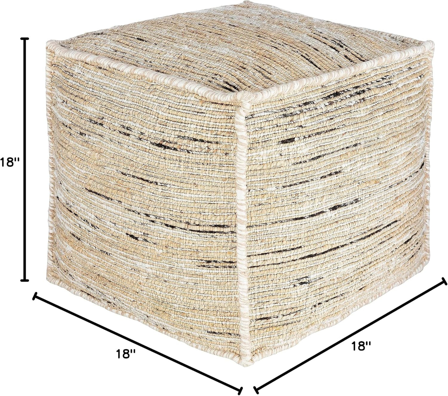 Mark&Day Pouf Ottoman, Langenzersdorf Natural Fiber Butter Cube Pouf Foot Rest for Living Room, Bedroom and Boho Home Decor (18"x18"x18")