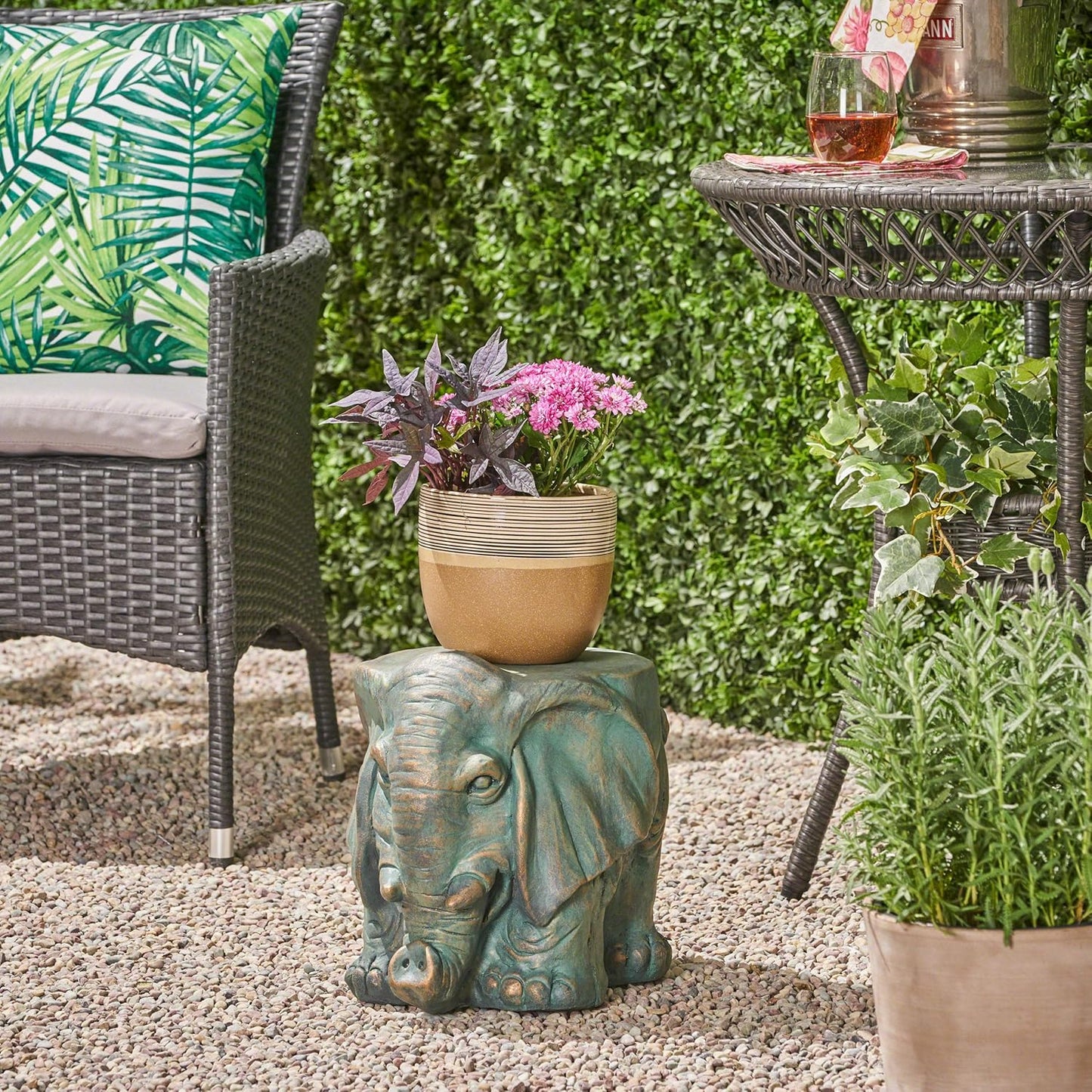 Christopher Knight Home Salome Elephant Garden Stool, Copper Patina