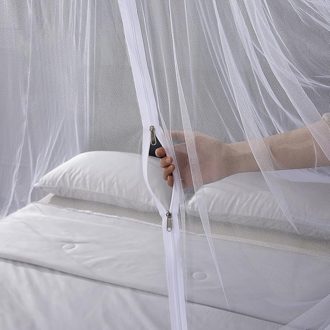 Mengersi Mosquito Net for Bed Canopy with Zipper,Canopy Bed Curtains Twin,Twin XL Bed,Mosquito Netting for Patio,Camping,Bug Net for Camping,White