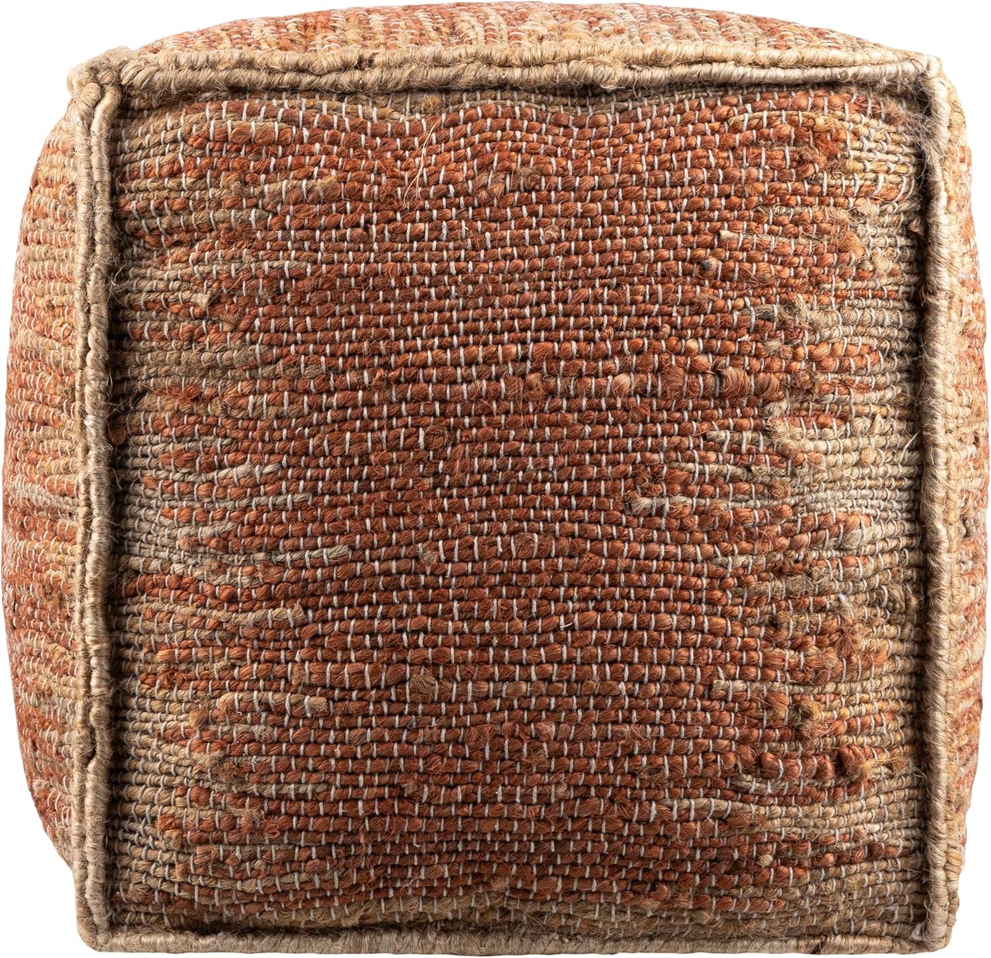 Mark&Day Pouf Ottoman, Lanzenkirchen Natural Fiber Burnt Orange Cube Pouf Foot Rest for Living Room, Bedroom and Boho Home Decor (16"x16"x16")