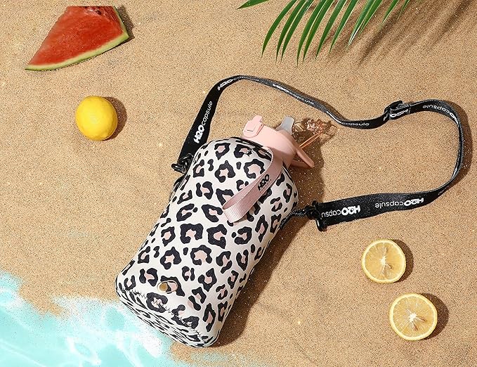 H2O Capsule 2.2L Half Gallon Water Bottle with Storage Sleeve and Covered Straw Lid – BPA Free Large Reusable Drink Container with Handle - Big Sports Jug, 2.2 Liter (74 Ounce)